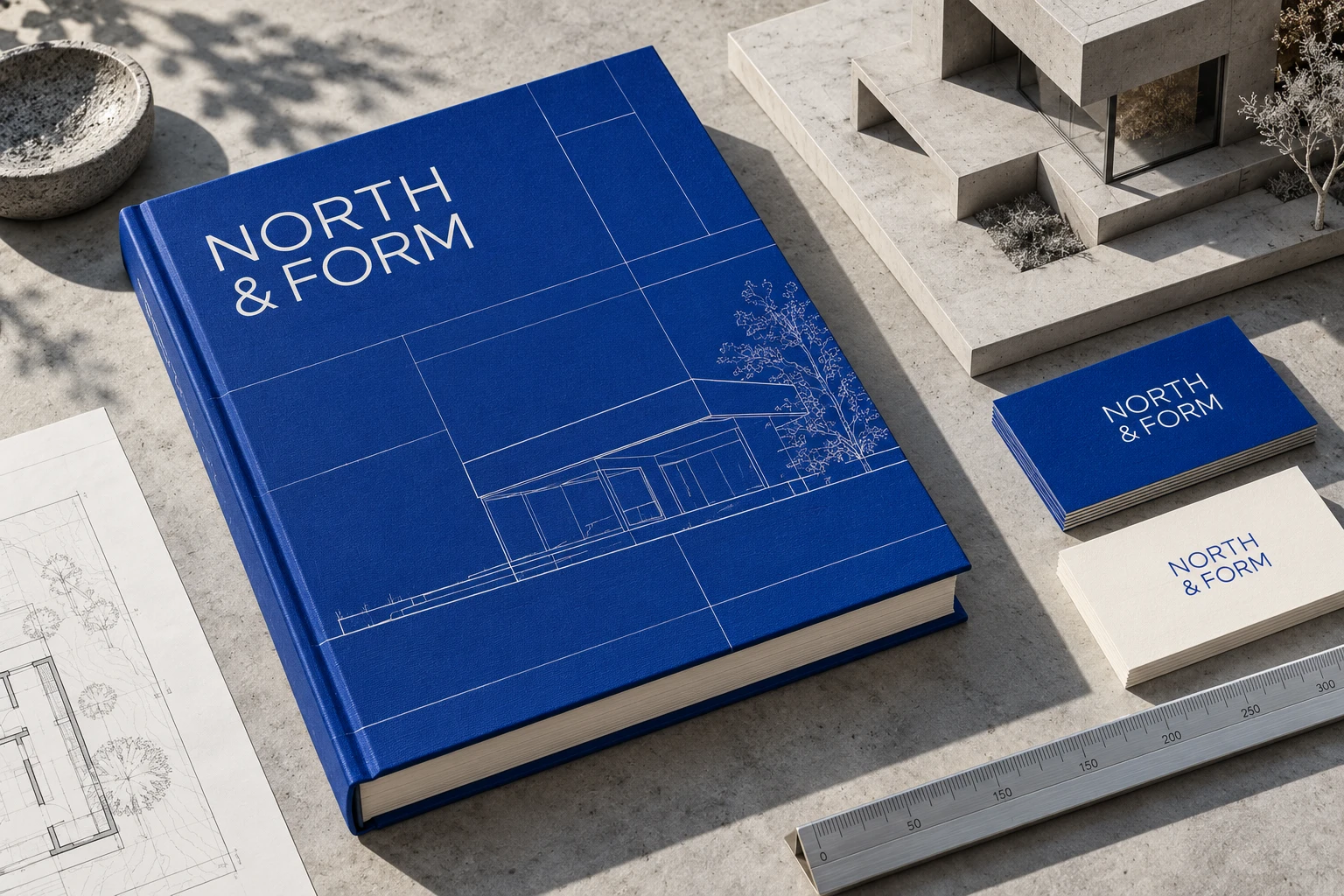 North & Form identity applied to monograph & stationery